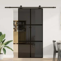 VIDAXL - Porte coulissante kit de quincaillerie trempé verre aluminium