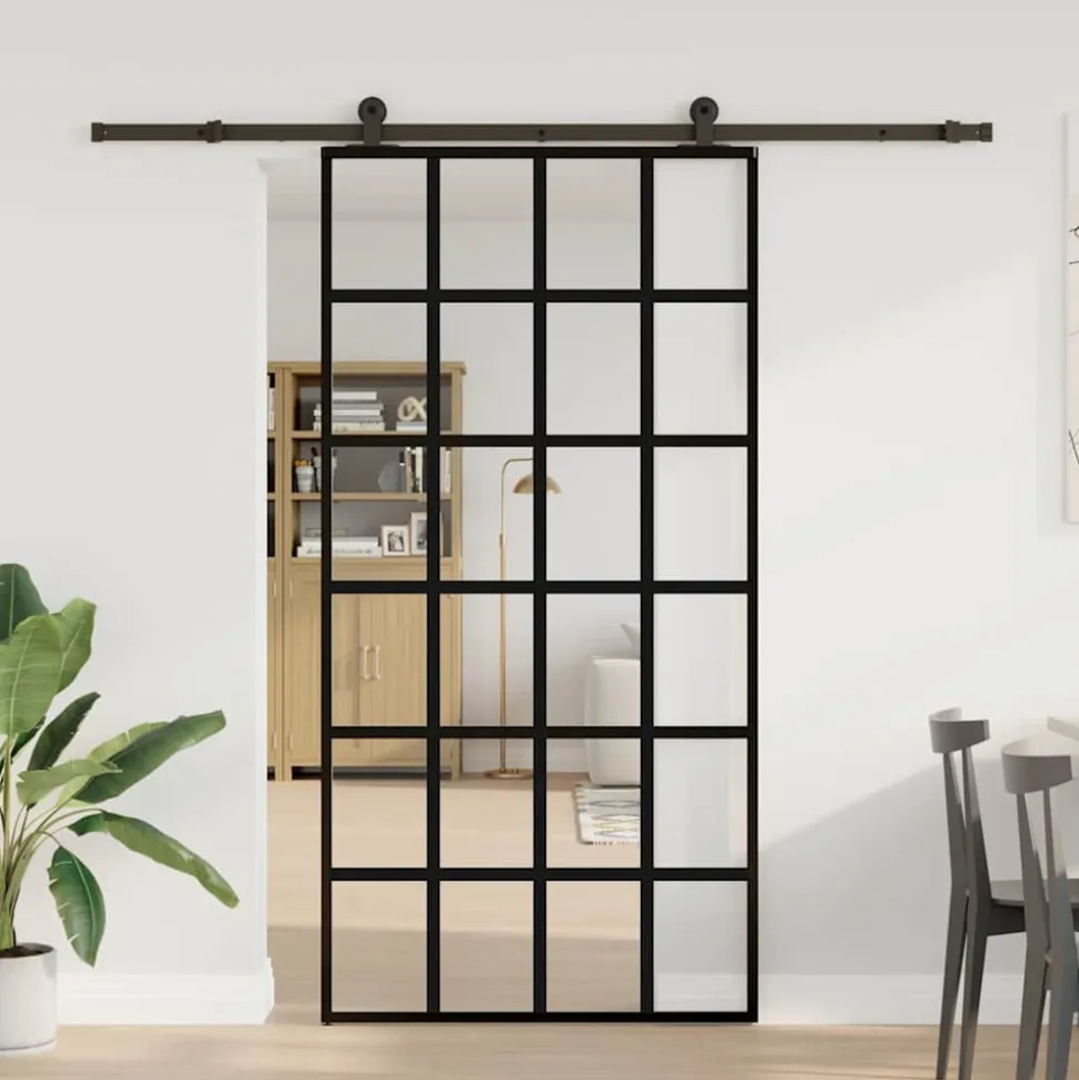 VIDAXL - Porte coulissante et quincaillerie esg verre et aluminium