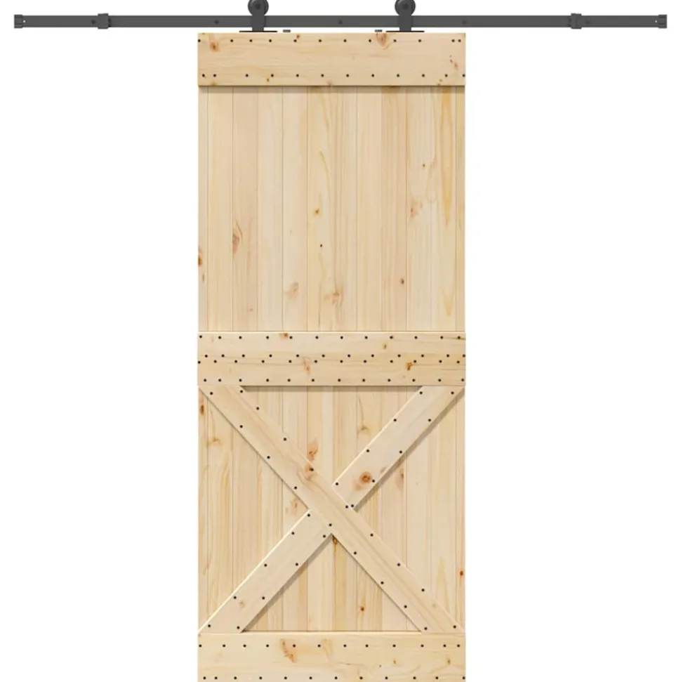 VIDAXL - Porte coulissante et kit de quincaillerie 95x210 cm pin massif