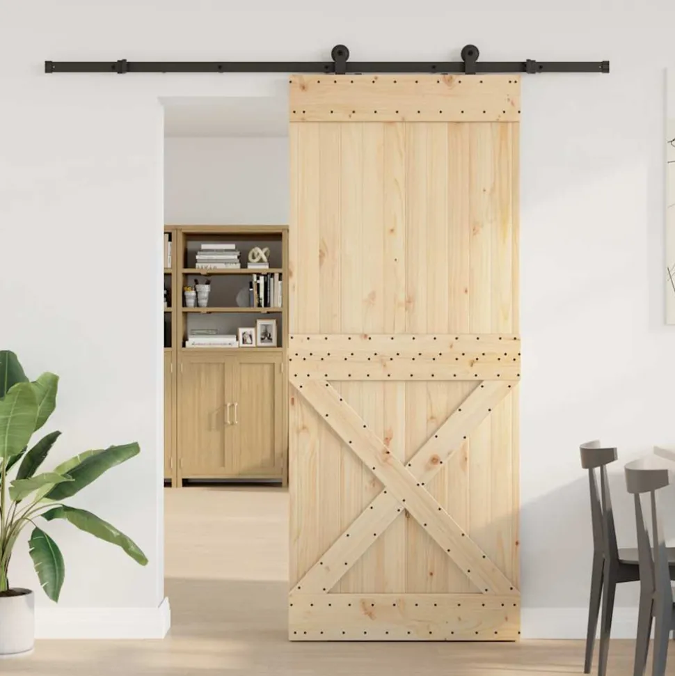 VIDAXL - Porte coulissante et kit de quincaillerie 95x210 cm pin massif