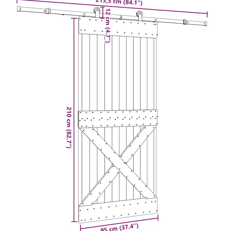 VIDAXL - Porte coulissante et kit de quincaillerie 95x210 cm pin massif