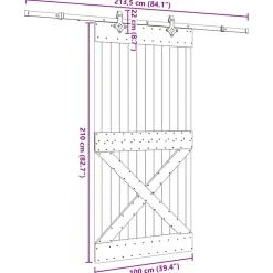 VIDAXL - Porte coulissante et kit de quincaillerie 100x210 cm pin massif