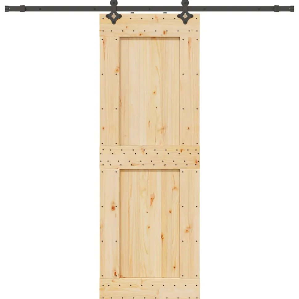 VIDAXL - Porte coulissante et kit de quincaillerie 80x210 cm pin massif