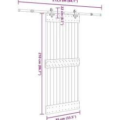 VIDAXL - Porte coulissante et kit de quincaillerie 85x210 cm pin massif