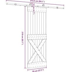 VIDAXL - Porte coulissante et kit de quincaillerie 70x210 cm pin massif