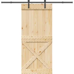 VIDAXL - Porte coulissante et kit de quincaillerie 100x210 cm pin massif