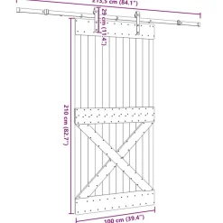 VIDAXL - Porte coulissante et kit de quincaillerie 100x210 cm pin massif