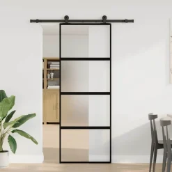 VIDAXL - Porte coulissante kit de quincaillerie trempé verre aluminium