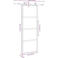 VIDAXL - Porte coulissante kit de quincaillerie trempé verre aluminium