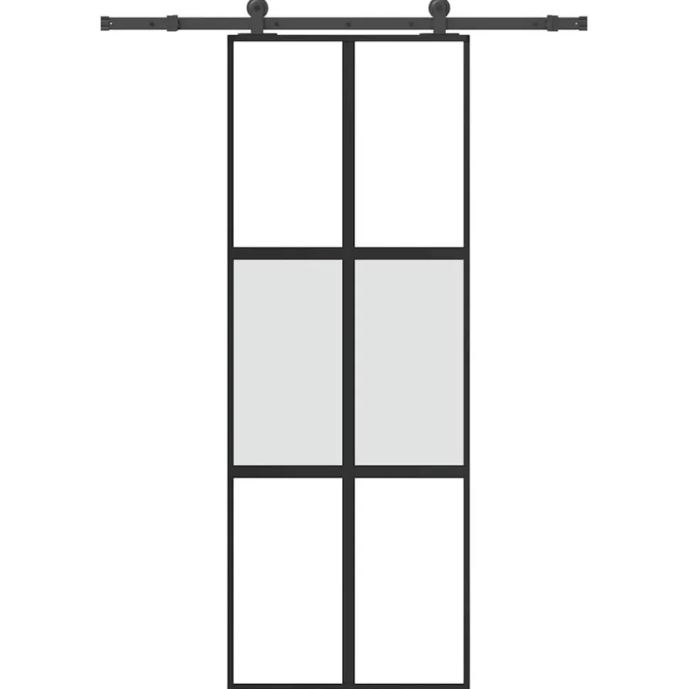 VIDAXL - Porte coulissante kit de quincaillerie trempé verre aluminium