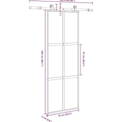 VIDAXL - Porte coulissante kit de quincaillerie trempé verre aluminium
