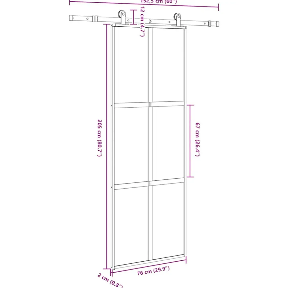 VIDAXL - Porte coulissante kit de quincaillerie trempé verre aluminium