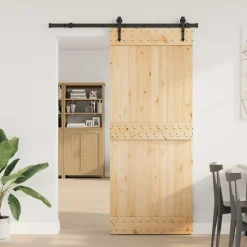 VIDAXL - Porte coulissante et kit de quincaillerie 85x210 cm pin massif