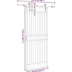 VIDAXL - Porte coulissante et kit de quincaillerie 85x210 cm pin massif