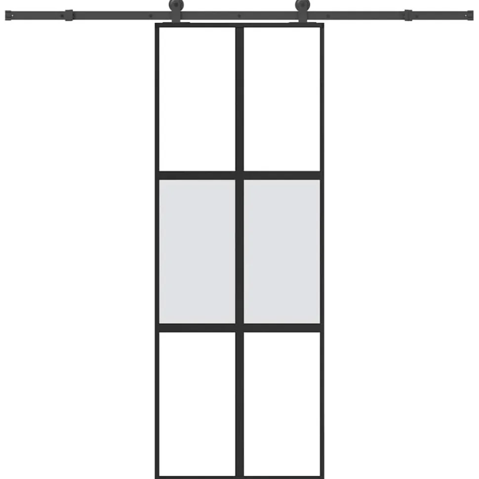 VIDAXL - Porte coulissante kit de quincaillerie trempé verre aluminium