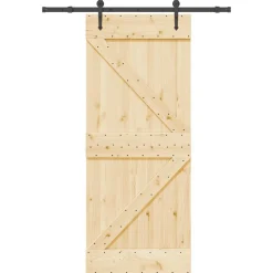 VIDAXL - Porte coulissante et kit de quincaillerie 85x210 cm pin massif