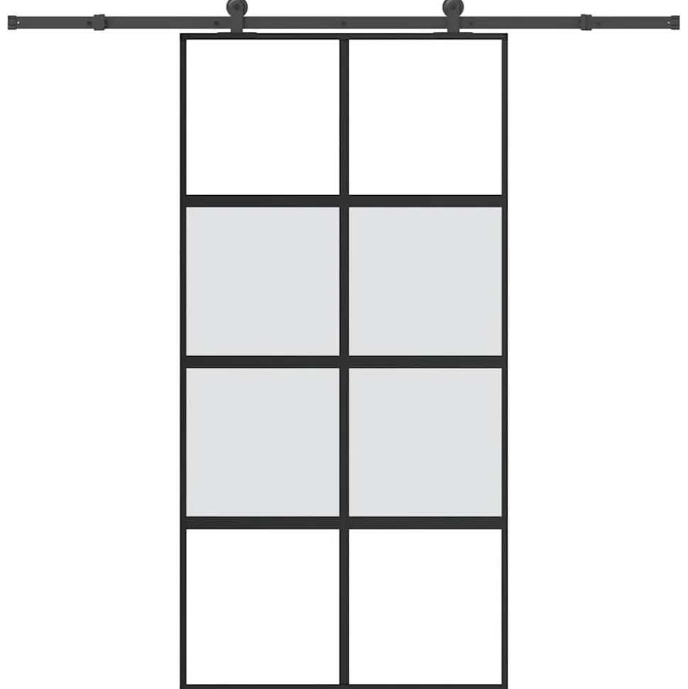 VIDAXL - Porte coulissante kit de quincaillerie trempé verre aluminium