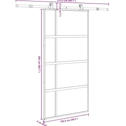VIDAXL - Porte coulissante kit de quincaillerie trempé verre aluminium