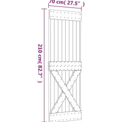 VIDAXL - Porte coulissante et kit de quincaillerie 70x210 cm pin massif