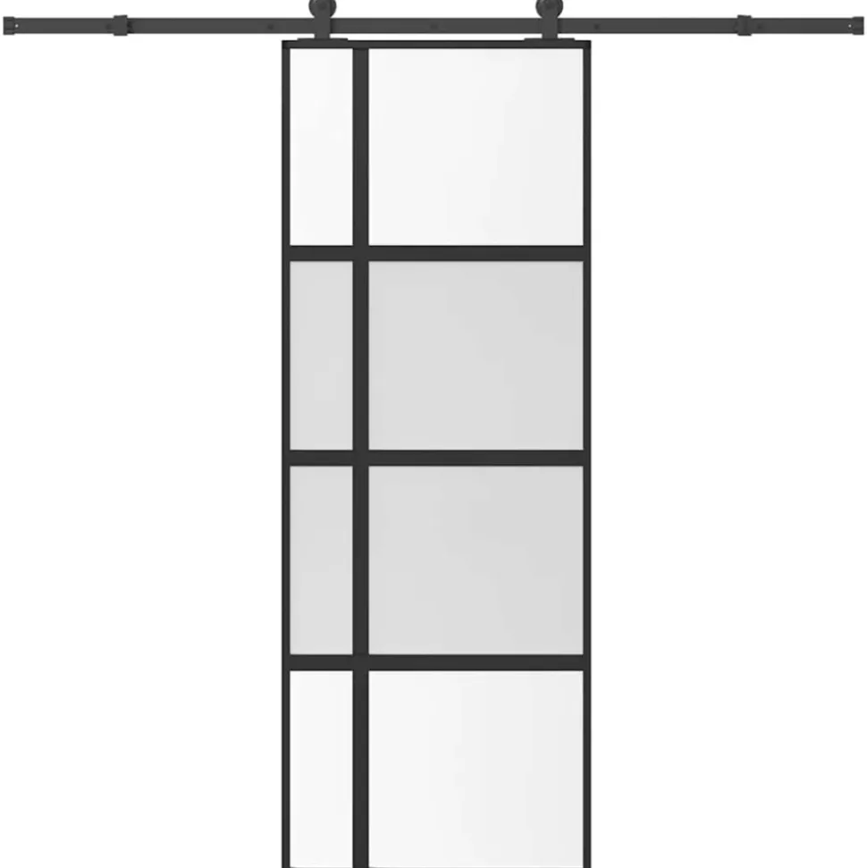 VIDAXL - Porte coulissante kit de quincaillerie trempé verre aluminium