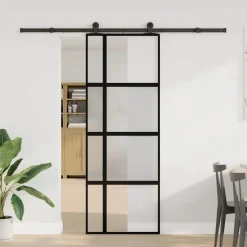 VIDAXL - Porte coulissante kit de quincaillerie trempé verre aluminium