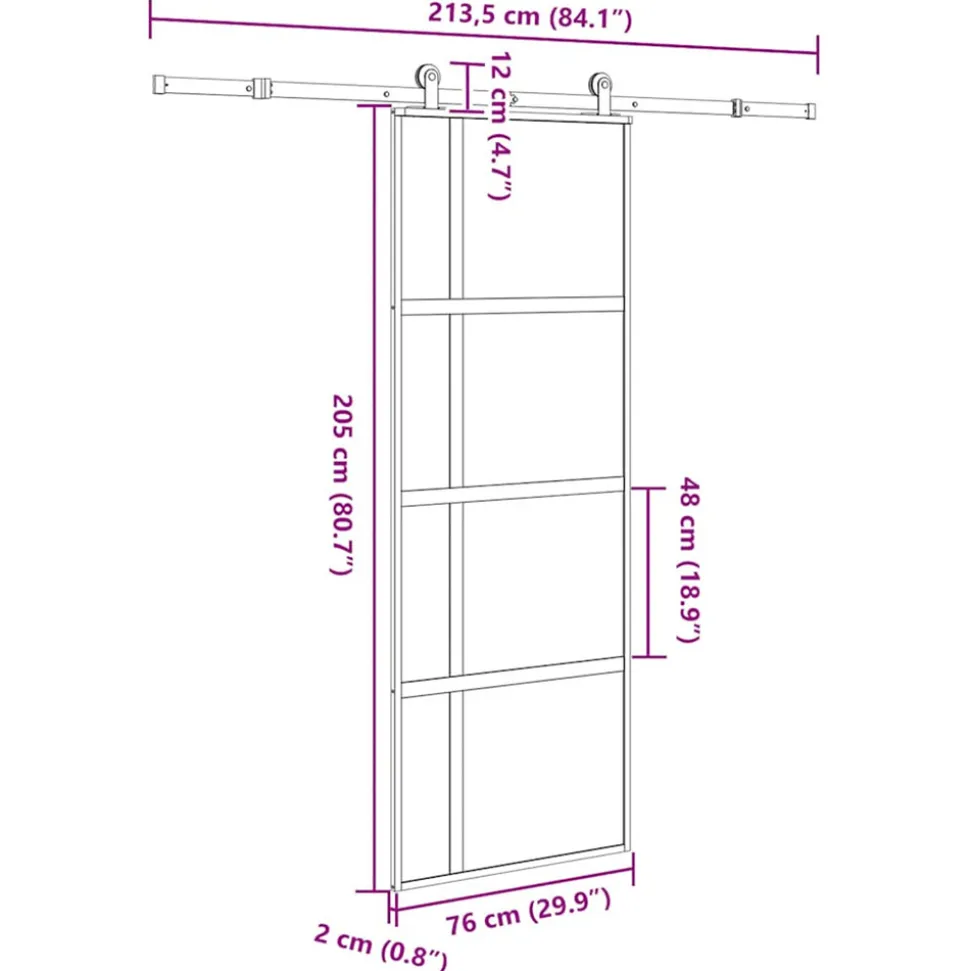 VIDAXL - Porte coulissante kit de quincaillerie trempé verre aluminium