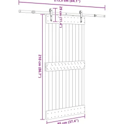 VIDAXL - Porte coulissante et kit de quincaillerie 95x210 cm pin massif