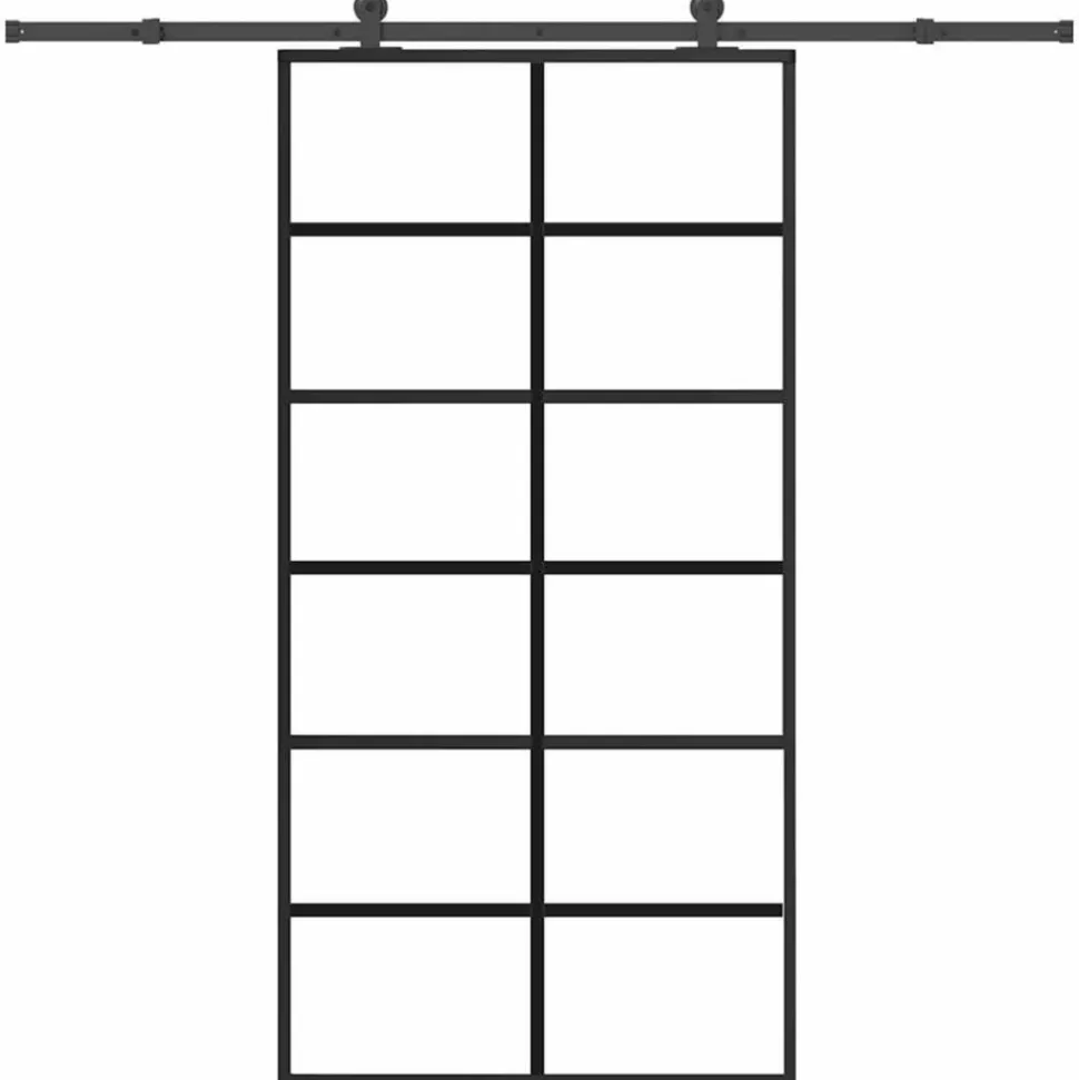 VIDAXL - Porte coulissante et quincaillerie esg verre et aluminium