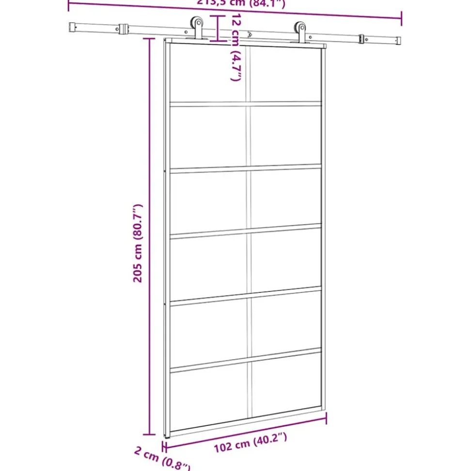 VIDAXL - Porte coulissante et quincaillerie esg verre et aluminium
