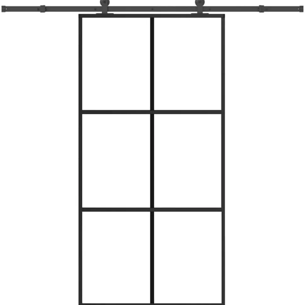 VIDAXL - Porte coulissante et quincaillerie esg verre et aluminium