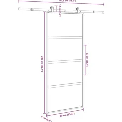 VIDAXL - Porte coulissante kit de quincaillerie trempé verre aluminium