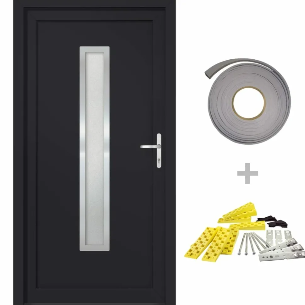 VIDAXL - Porte d'entrée anthracite 98x190 cm pvc