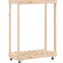 VIDAXL - Porte-bûches avec roulettes 76,5x40x108 cm bois massif de pin