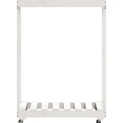 VIDAXL - Porte-bûches avec roulettes blanc 76,5x40x108cm bois massif pin