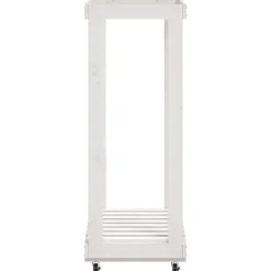VIDAXL - Porte-bûches avec roulettes blanc 76,5x40x108cm bois massif pin