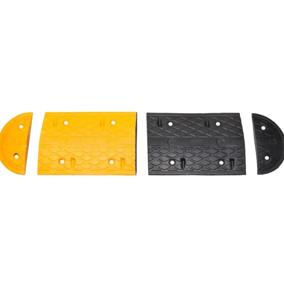 VIDAXL - Ralentisseur jaune et noir 129x32,5x4 cm caoutchouc