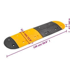 VIDAXL - Ralentisseur jaune et noir 129x32,5x4 cm caoutchouc