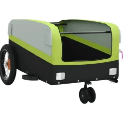 VIDAXL - Remorque de vélo noir et vert 30 kg fer