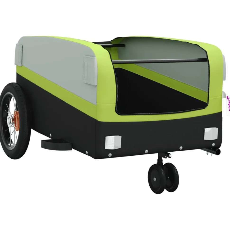 VIDAXL - Remorque de vélo noir et vert 30 kg fer