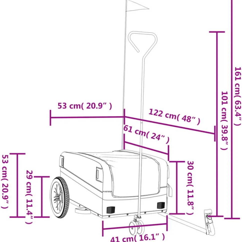 VIDAXL - Remorque de vélo noir et vert 30 kg fer