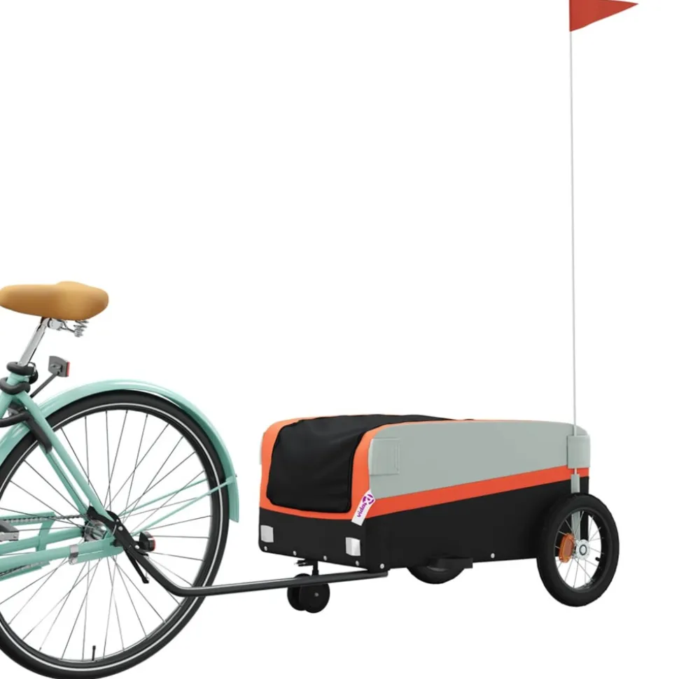 VIDAXL - Remorque de vélo noir et orange 30 kg fer