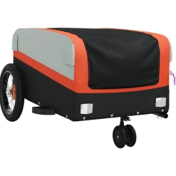 VIDAXL - Remorque de vélo noir et orange 30 kg fer