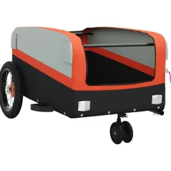 VIDAXL - Remorque de vélo noir et orange 30 kg fer