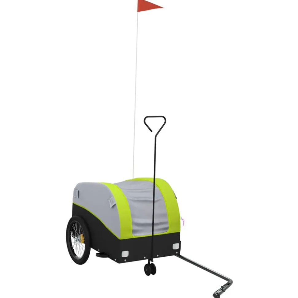 VIDAXL - Remorque de vélo noir et vert 30 kg fer