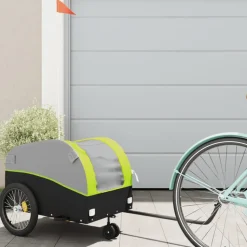 VIDAXL - Remorque de vélo noir et vert 30 kg fer