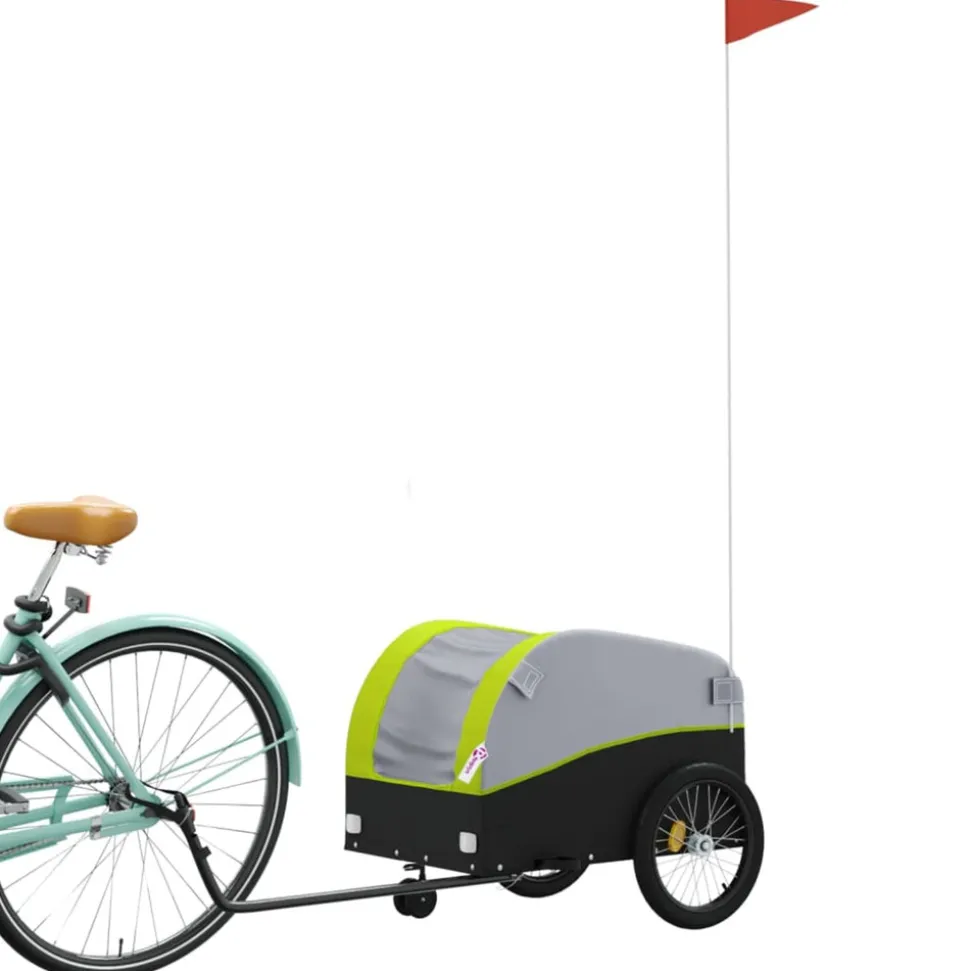 VIDAXL - Remorque de vélo noir et vert 30 kg fer
