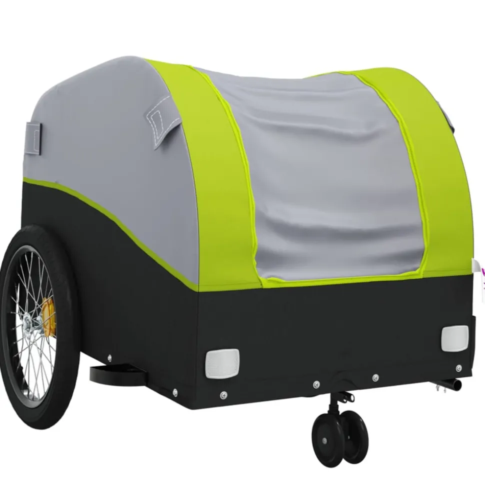 VIDAXL - Remorque de vélo noir et vert 30 kg fer