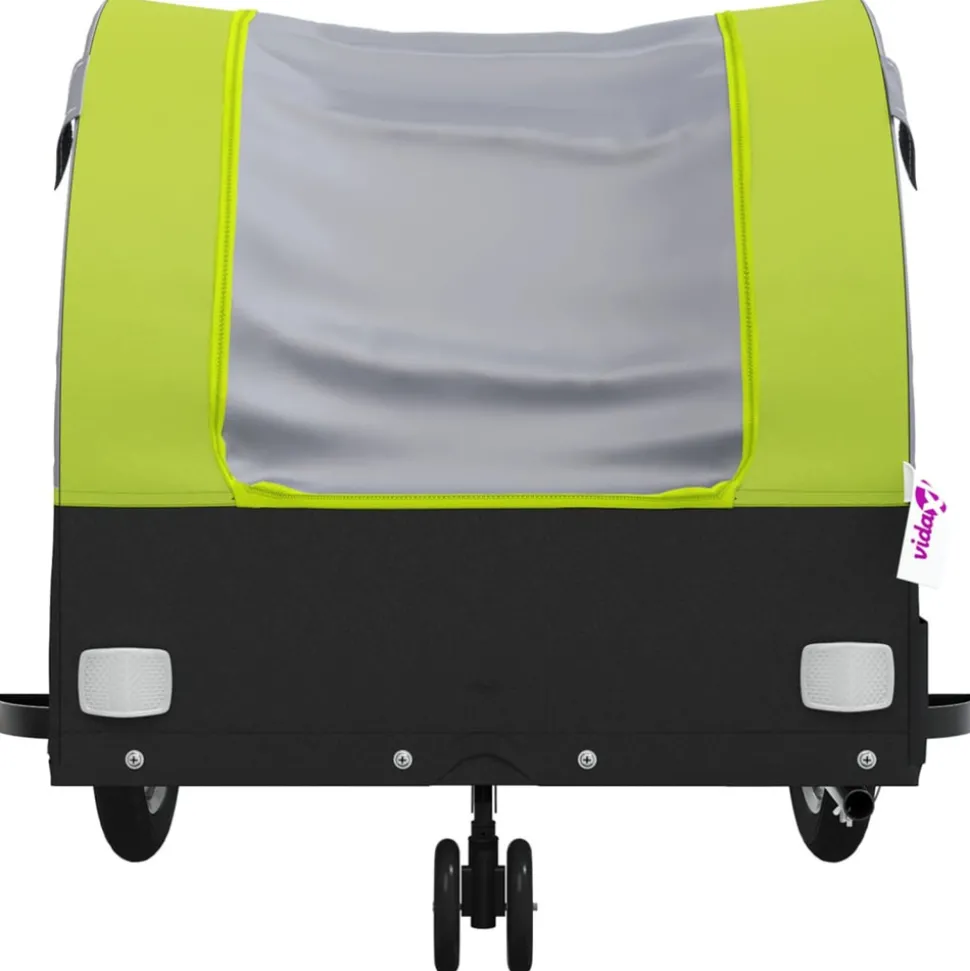 VIDAXL - Remorque de vélo noir et vert 30 kg fer