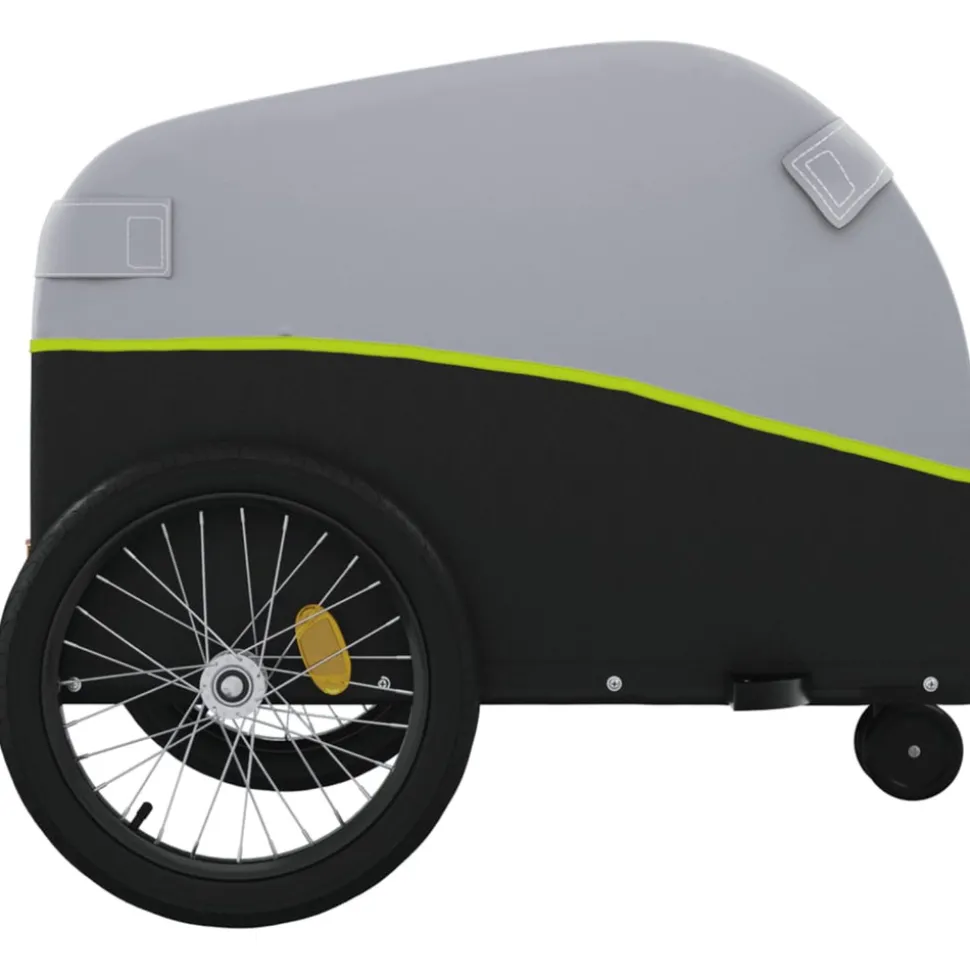 VIDAXL - Remorque de vélo noir et vert 30 kg fer