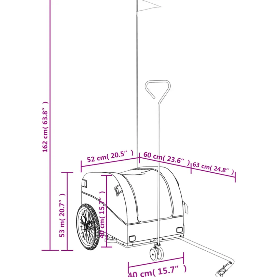 VIDAXL - Remorque de vélo noir et vert 30 kg fer